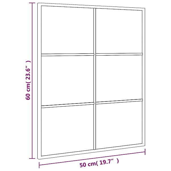 sienas spogulis, melns, 50x60 cm, taisnstūra, dzelzs