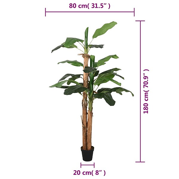 mākslīgais banānkoks, 19 lapas, 180 cm, zaļš