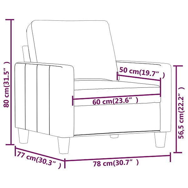 atpūtas krēsls, pelēks, 60 cm, mākslīgā āda