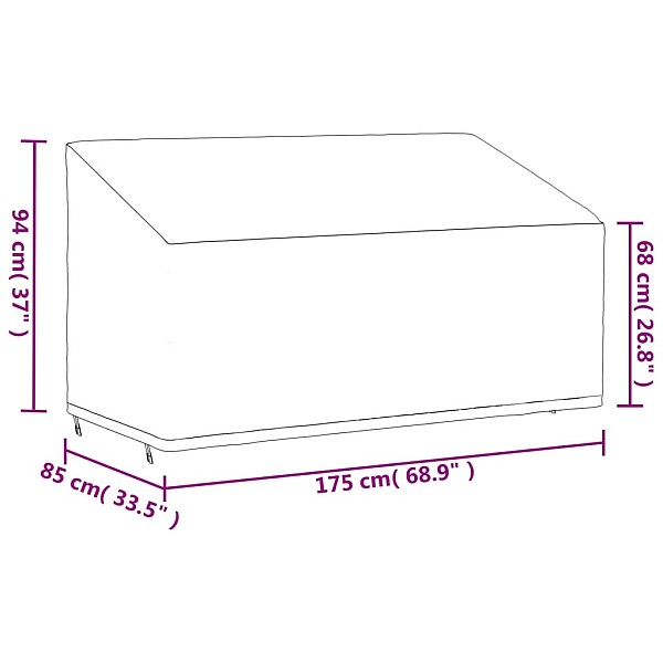 3-vietīgs sola pārsegs, melns, 175x85x68/94 cm, 420D audums