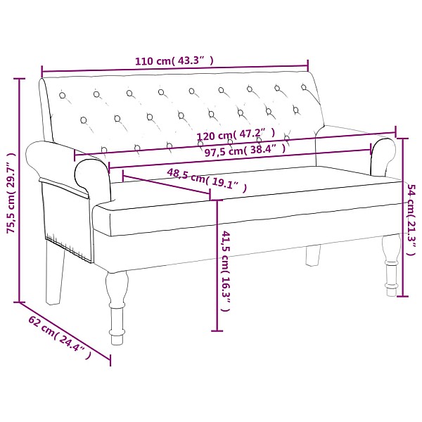 sols ar atzveltni, melns, 120x62x75,5 cm, audums