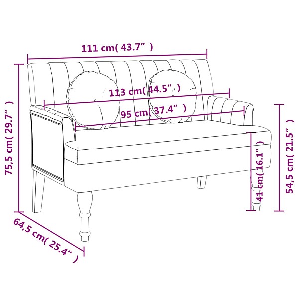 sols ar spilveniem, 113x64,5x75,5 cm, zils audums