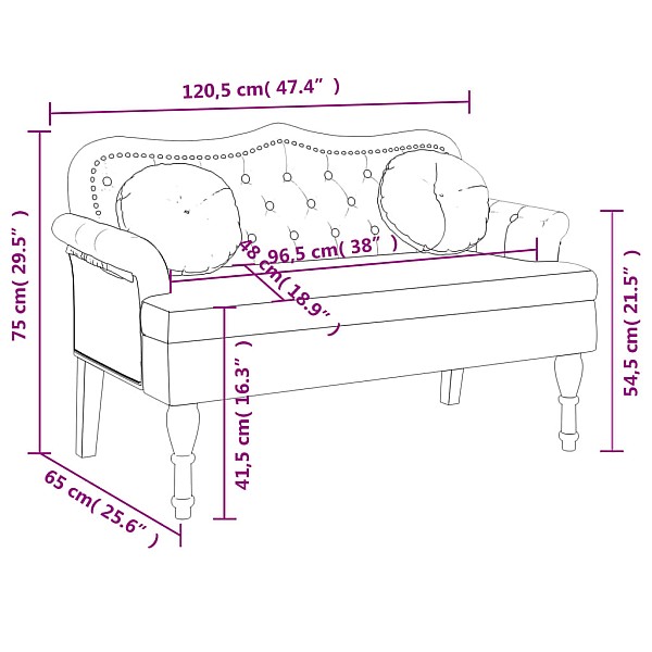 sols ar spilveniem, melns, 120,5x65x75 cm, samts