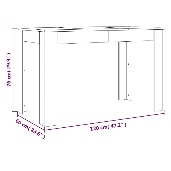 virtuves galds, brūns, 120x60x76 cm, inženierijas koks