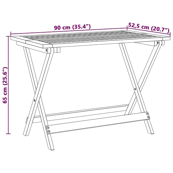 saliekams dārza galds, 90x52,5x65 cm, akācijas masīvkoks