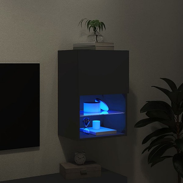 TV skapītis ar LED apgaismojumu, melns, 40,5x30x60 cm