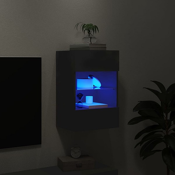 TV galdiņš ar LED lampiņām, melni, 40x30x60,5 cm