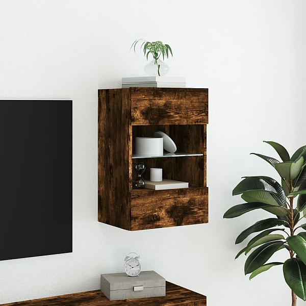 TV plaukti ar LED lampiņām, 40x30x60,5 cm, ozolkoka krāsā