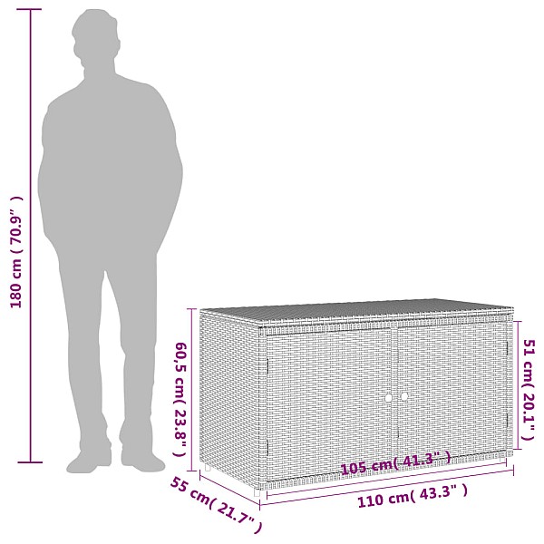 dārza skapis, pelēks, 110x55x60,5 cm, PE rotangpalma