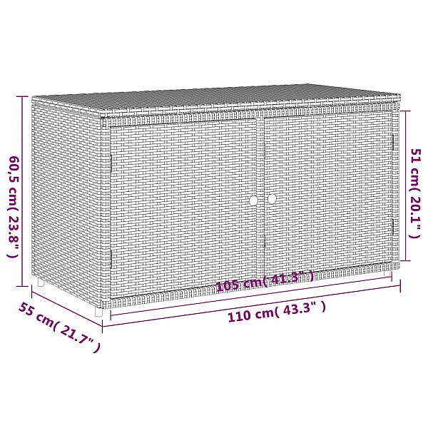 dārza skapis, pelēks, 110x55x60,5 cm, PE rotangpalma