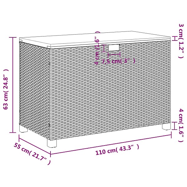 dārza uzglabāšanas kaste, bēša, 110x55x63 cm, PE rotangpalma