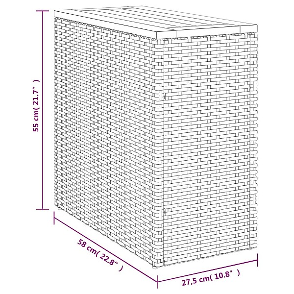 dārza galds ar koka virsmu, 58x27,5x55 cm, bēša PE rotangpalma