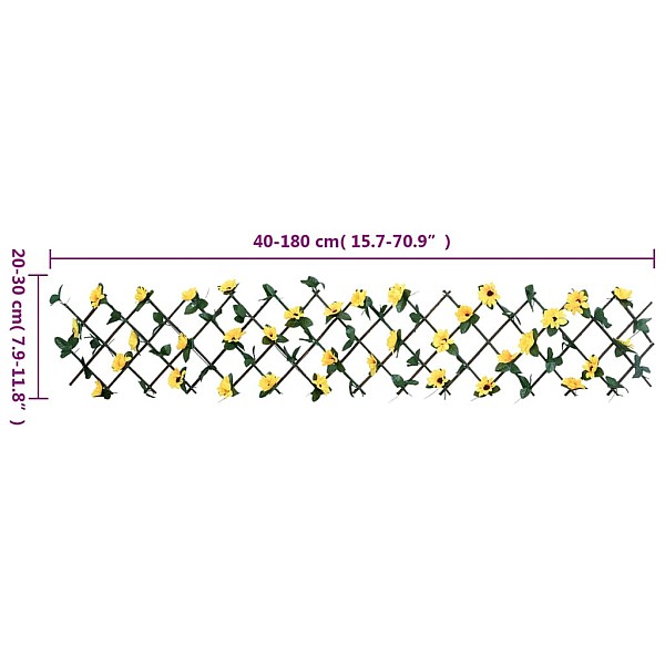 mākslīgās efejas špalera, paplašināma, dzeltena, 180x20 cm