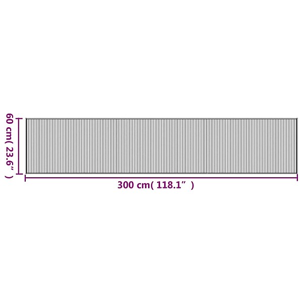 paklājs, taisnstūra forma, dabīga krāsa, 60x300 cm, bambuss