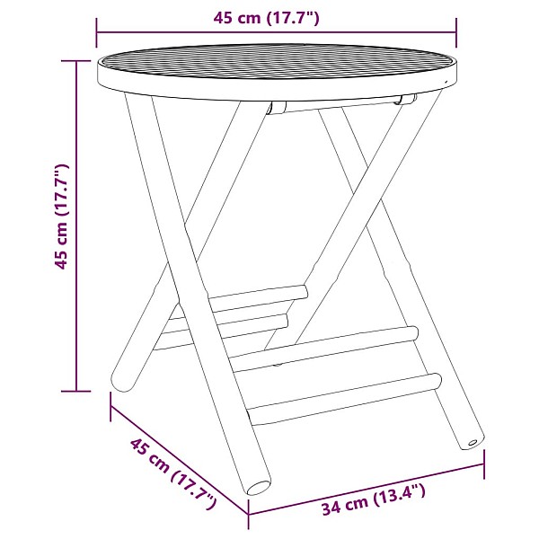 saliekams dārza galds, Ø45x45 cm, bambuss