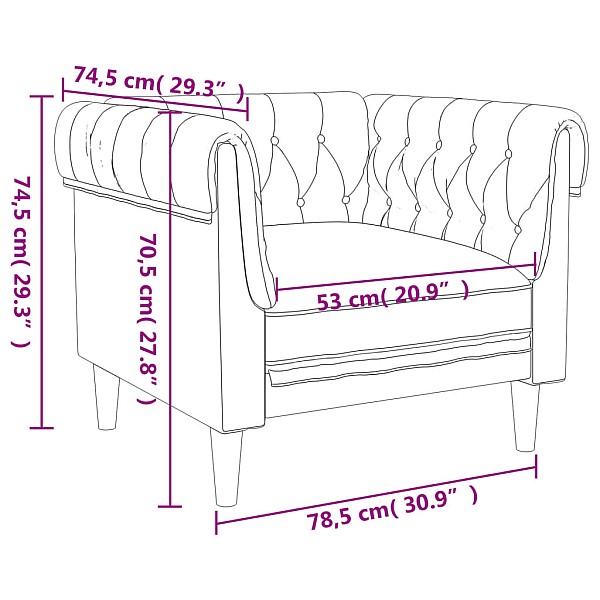 Chesterfield atpūtas krēsls, melns audums