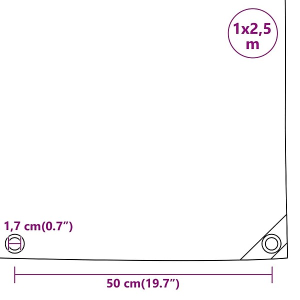 brezenta pārklājs, pelēks, 1x2,5 m, 650 g/m²