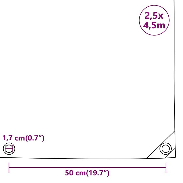 brezenta pārklājs, zaļš, 2,5x4,5 m, 650 g/m²