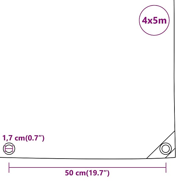 brezenta pārklājs, antracītpelēks, 4x5 m, 650 g/m²