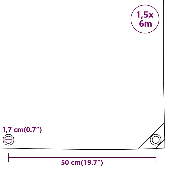 brezenta pārklājs, 650 g/m², 1,5x6 m, pelēks