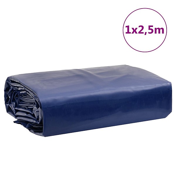 brezenta pārklājs, zils, 1x2,5 m, 650 g/m²