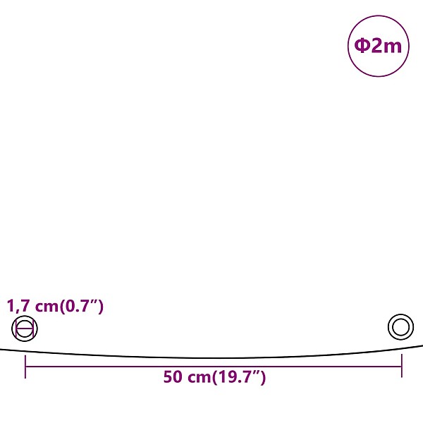 brezenta pārklājs, pelēks, Ø 2 m, 650 g/m²