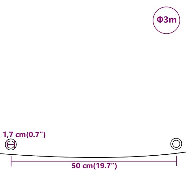 brezenta pārklājs, zaļš, Ø 3 m, 650 g/m²