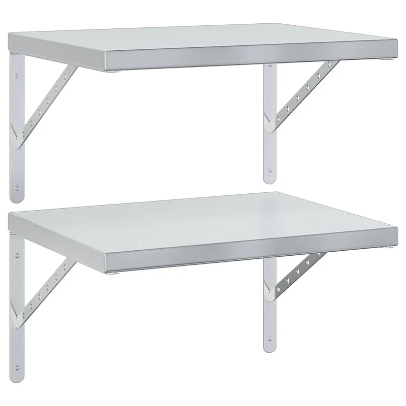 sienas plaukti, 2 gab., 50x40 cm, sudraba krāsā, tērauds sienas plaukti, 2 gab., 50x40 cm, sudraba krāsā, tērauds