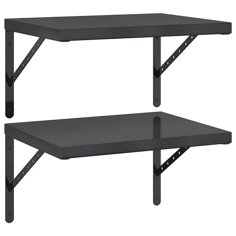 sienas plaukti, 2 gab., 50x40 cm, nerūsējošs tērauds, melna sienas plaukti, 2 gab., 50x40 cm, nerūsējošs tērauds, melna