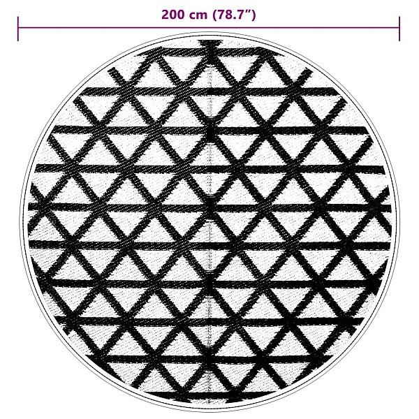 āra paklājs, Ø200 cm, melns PP