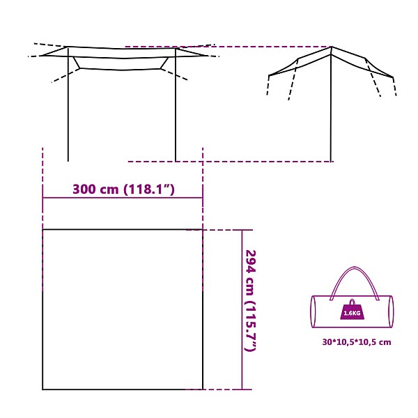 kempinga tents, zaļa, 300x294 cm, ūdensizturīga