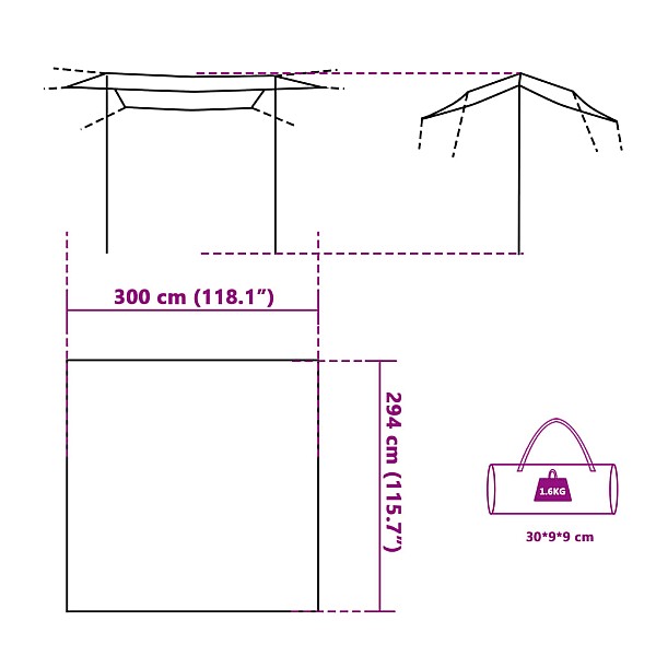 kempinga tents, zaļa, 300x294 cm, ūdensizturīga