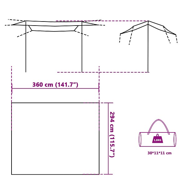 tents, zaļa, 360x294 cm, ūdensizturīga