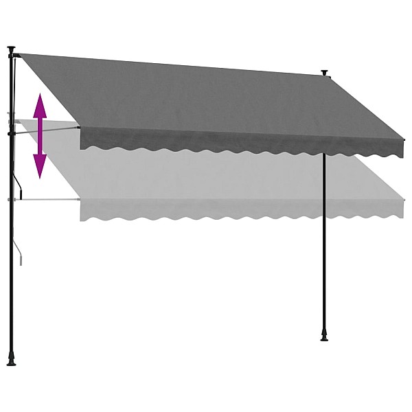 izvelkama markīze, 350x150 cm, antracītpelēka, audums, tērauds