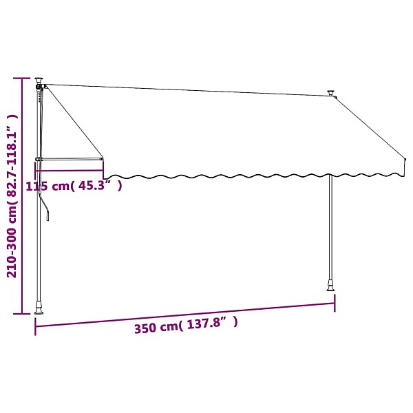 izvelkama markīze, 350x150 cm, antracītpelēka, audums, tērauds