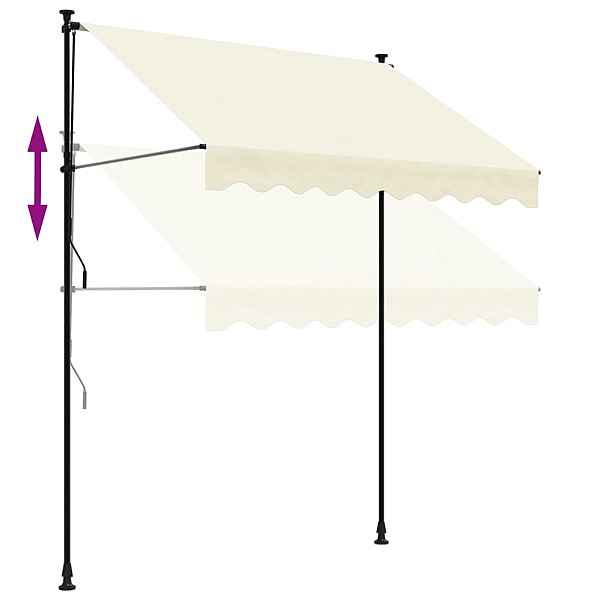 izvelkama markīze, 200x150 cm, krēmkrāsas, audums, tērauds