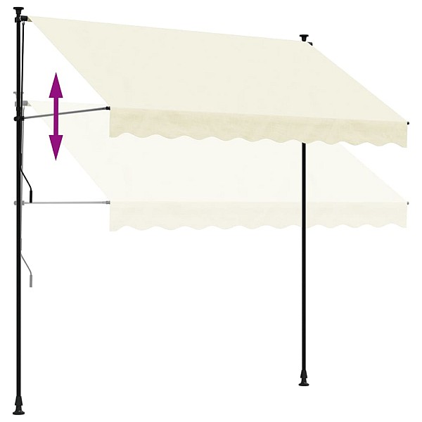 izvelkama markīze, 250x150 cm, krēmkrāsas, audums, tērauds