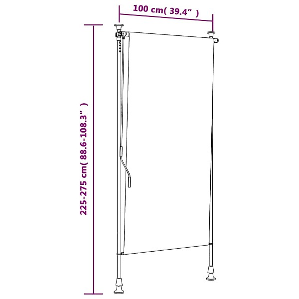 āra ruļļu žalūzija, 100x270 cm, zila ar baltu, audums, tērauds