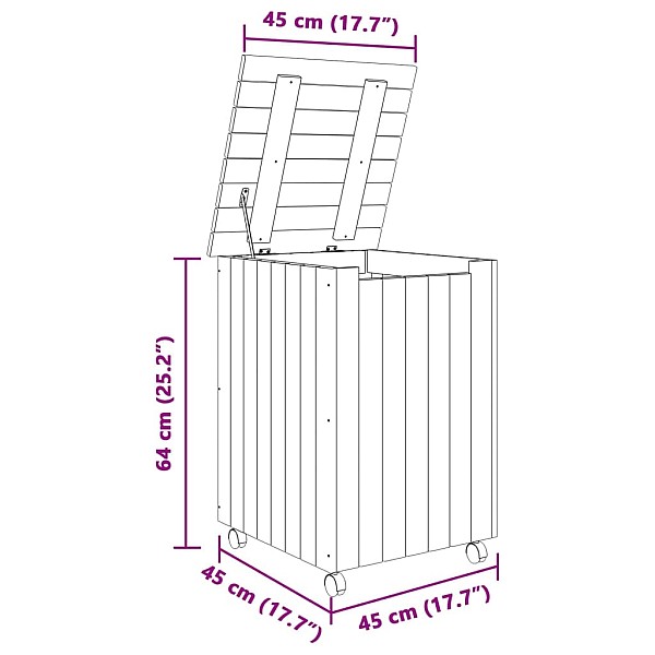 veļas kaste ar riteņiem RANA, balts 45x45x64 cm, priedes koks