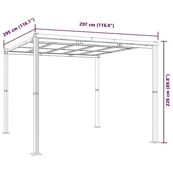 Dārza lapene Antracīts 3x3 m Alumīnijs