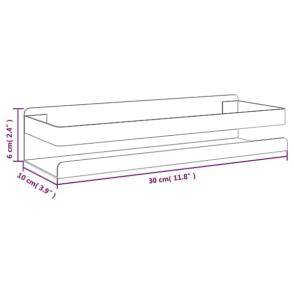 dušas plaukts, 30x10x6 cm, matēts 304. klases tērauds
