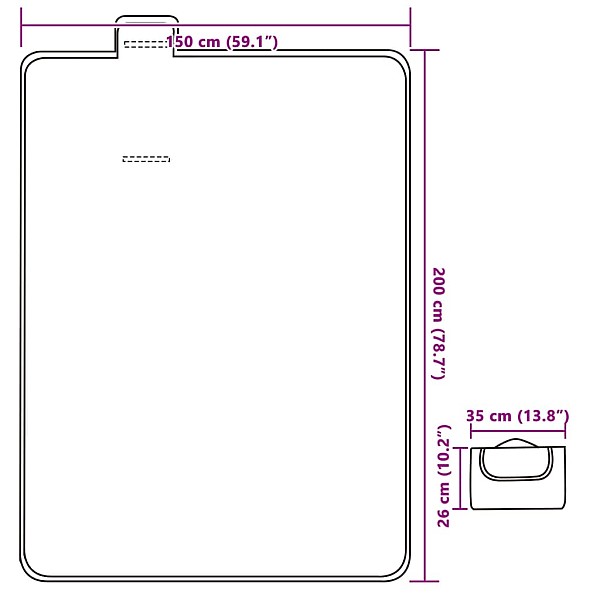 piknika sega, salokāma, sarkana un zila, 200x150 cm, samts