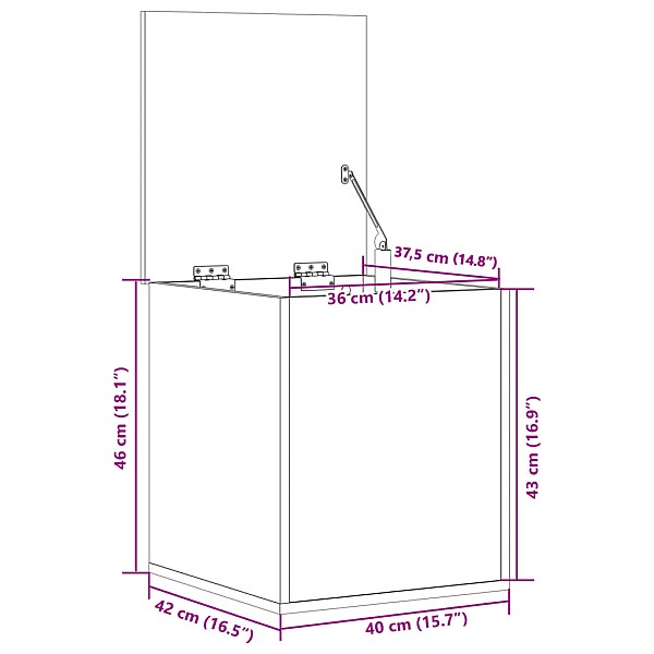 uzglabāšanas kaste, 40x42x46 cm, inženierijas koks, ozola brūna