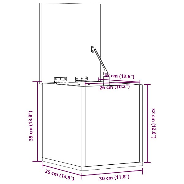 uzglabāšanas kaste, 30x35x35 cm, inženierijas koks, pelēka