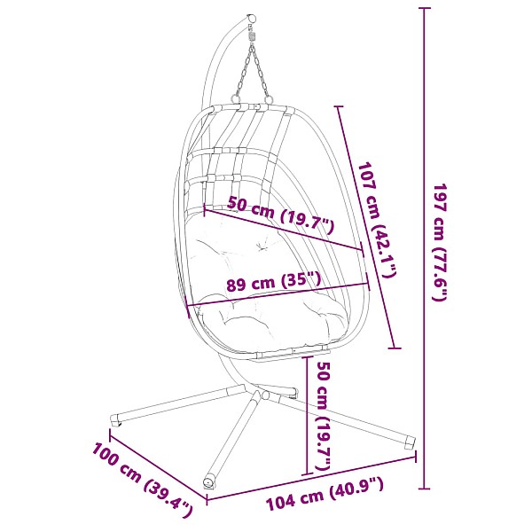 iekarams krēsls ar statīvu, pelēks, olas forma, tērauds