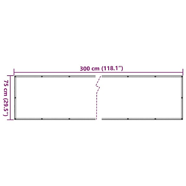 balkona aizslietnis, PVC, 300x75 cm, balts