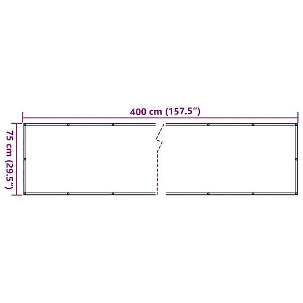 balkona aizslietnis, PVC, 400x75 cm, balts