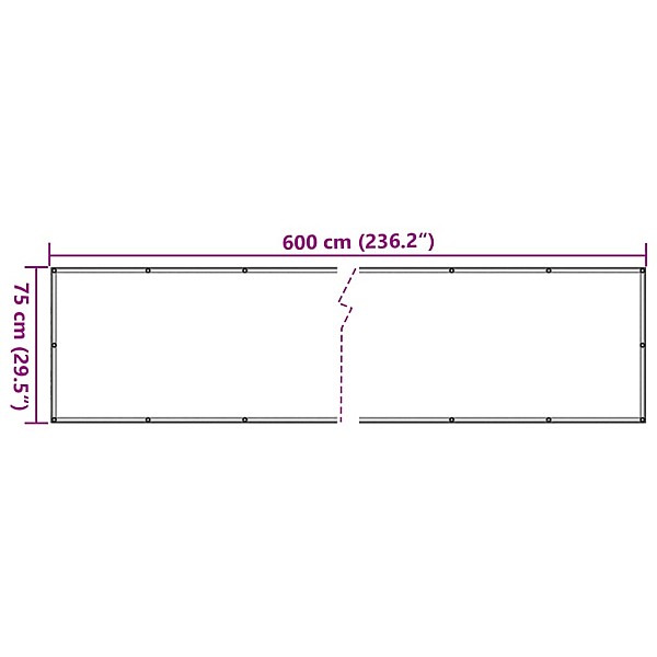 balkona aizslietnis, PVC, 600x75 cm, balts