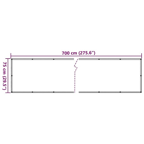 balkona aizslietnis, PVC, 700x75 cm, balts