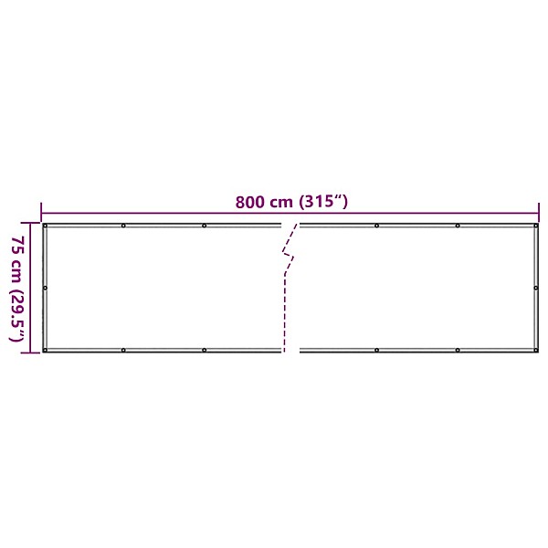 balkona aizslietnis, PVC, 800x75 cm, balts